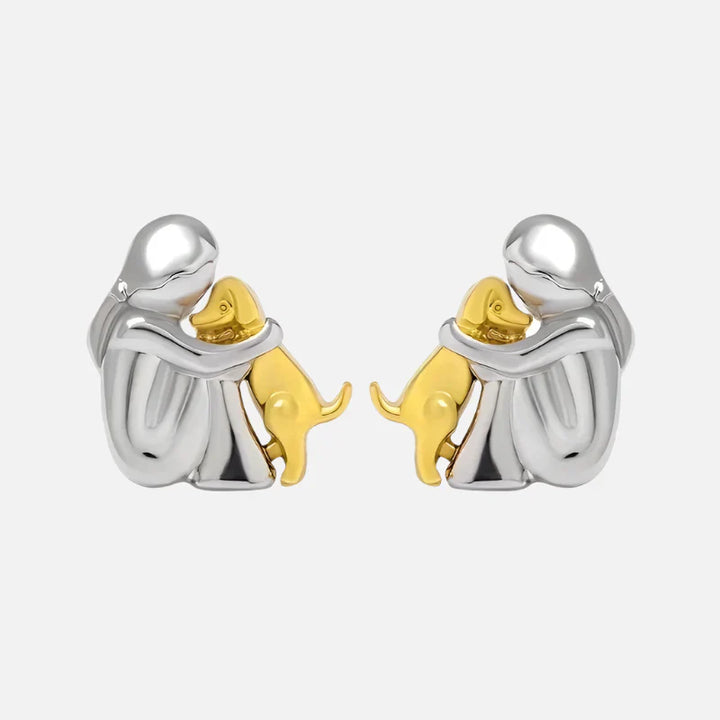Silver and Gold Two-Tone Hug Earrings