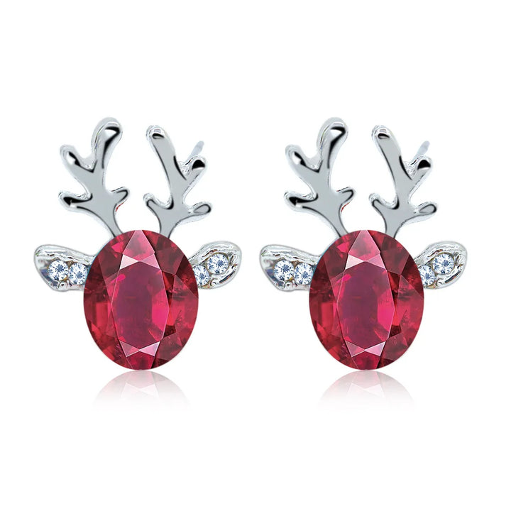 Festive Reindeer Crystal Stud Earrings