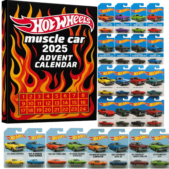 Hot Sale - 50% OFF - Hot Wheels Muscle Toy Car Advent Calendar - 24 DAYS 2025