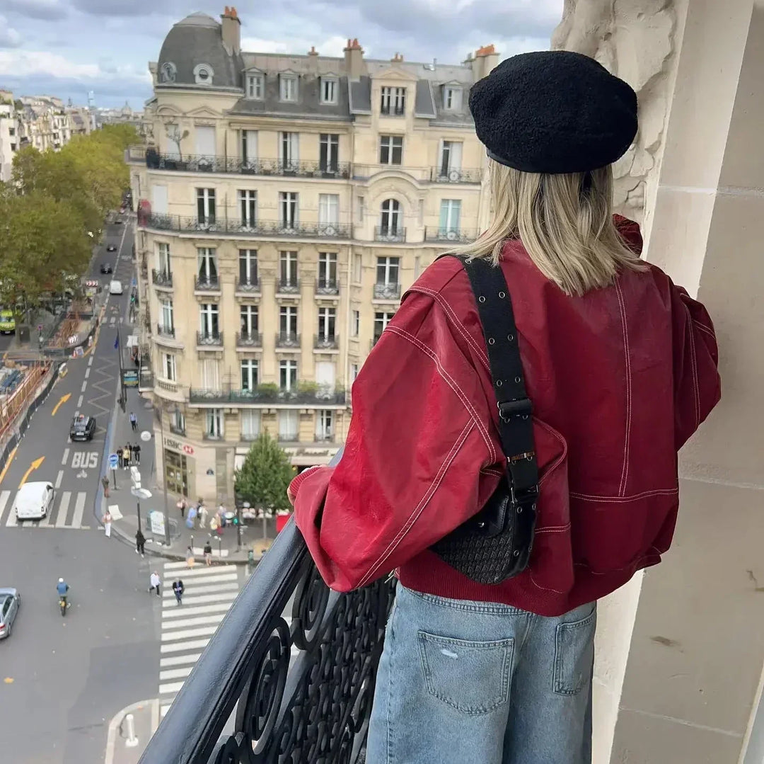 Amelina™ - Oversized Leather Bomber Jacket