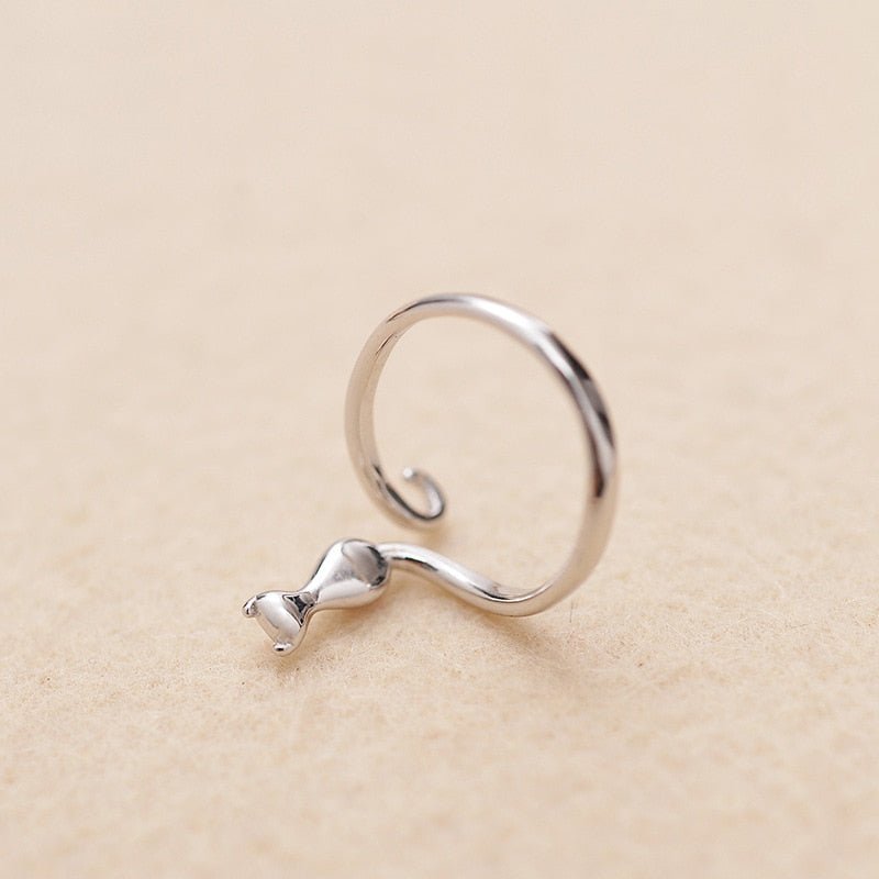 Stainless steel adorable cat ring